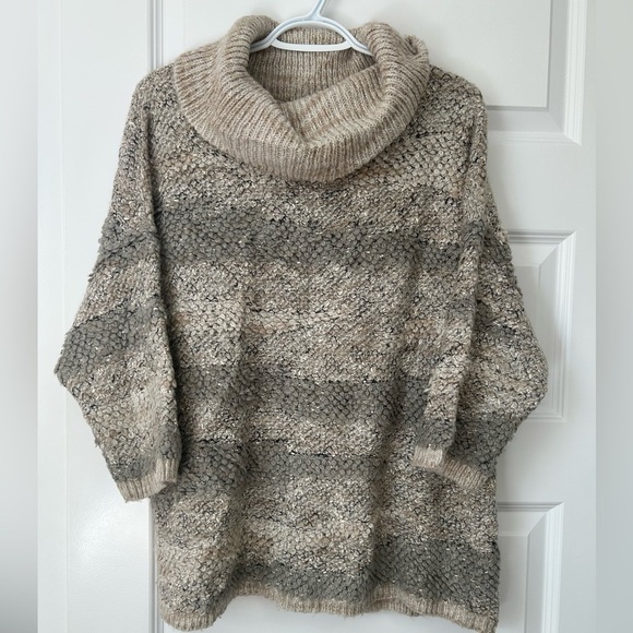 Lucky Brand Wool Blend Cozy Knit Women's Sweater - Gray and Cream - Picture 5 of 8